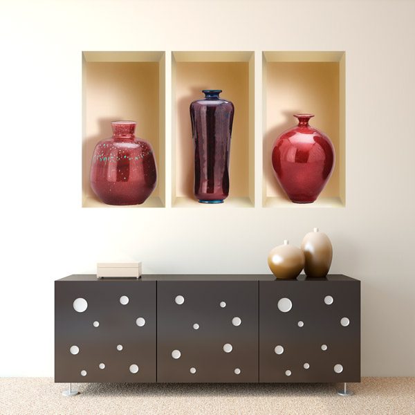 Wall Stickers: Niche Red Vases