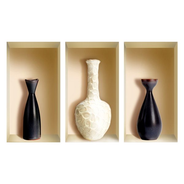 Wall Stickers: Niche Black and White Vases