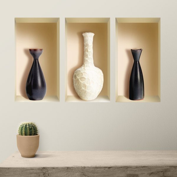 Wall Stickers: Niche Black and White Vases
