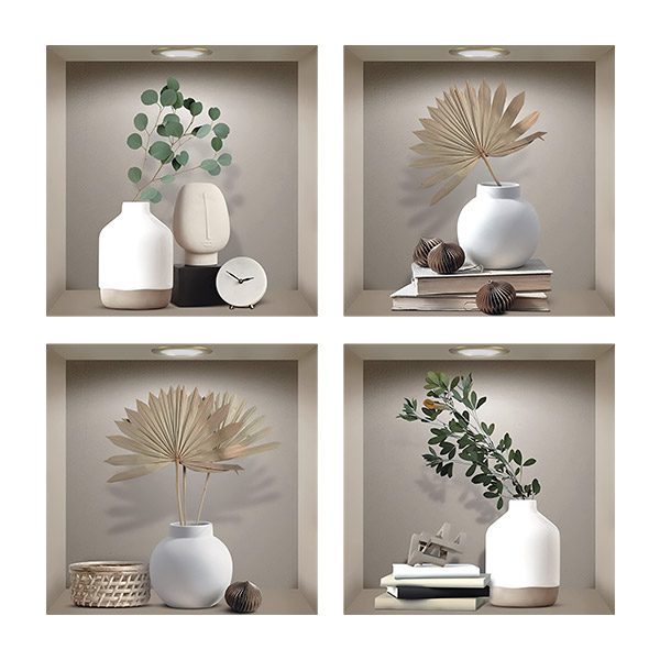 Wall Stickers: Niche White Vases