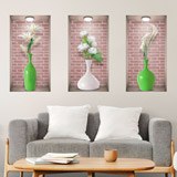 Wall Stickers: Niche White and Green Vases 3