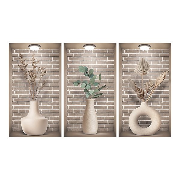 Wall Stickers: Niche Cream Vases