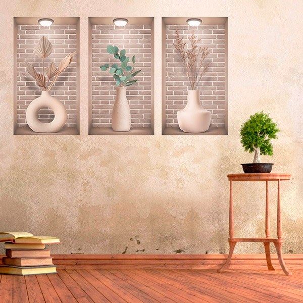 Wall Stickers: Niche Cream Vases