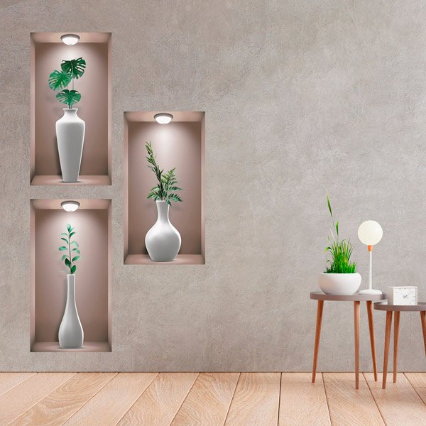 Wall Stickers: Niche White Vases II