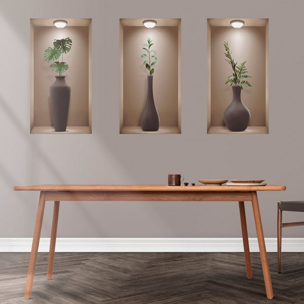 Wall Stickers: Niche Dark Brown Vases