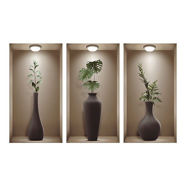 Wall Stickers: Niche Dark Brown Vases