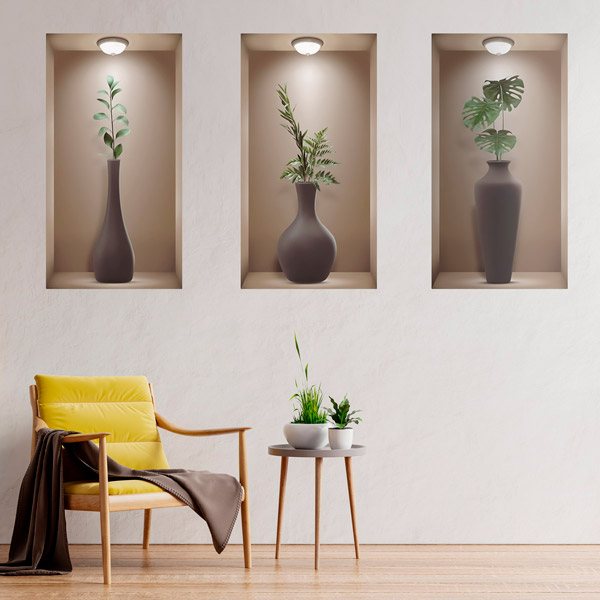 Wall Stickers: Niche Dark Brown Vases