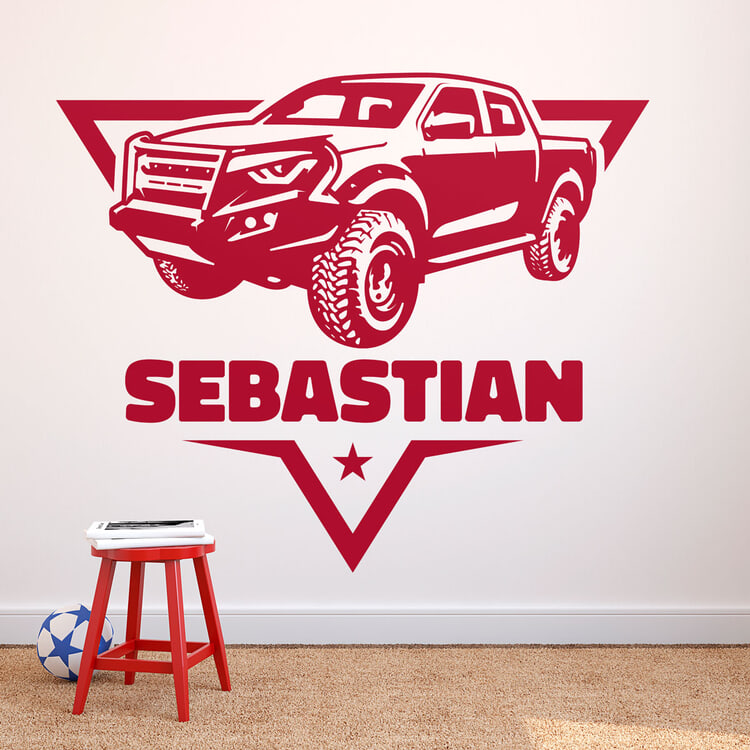 Stickers for Kids: Adventure 4x4 with Name