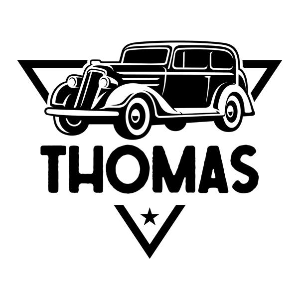Stickers for Kids: Classic Retro Car with Name