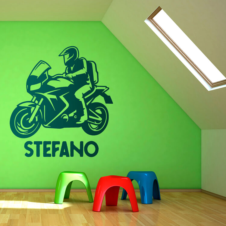 Stickers for Kids: Road Motorcycle with Name