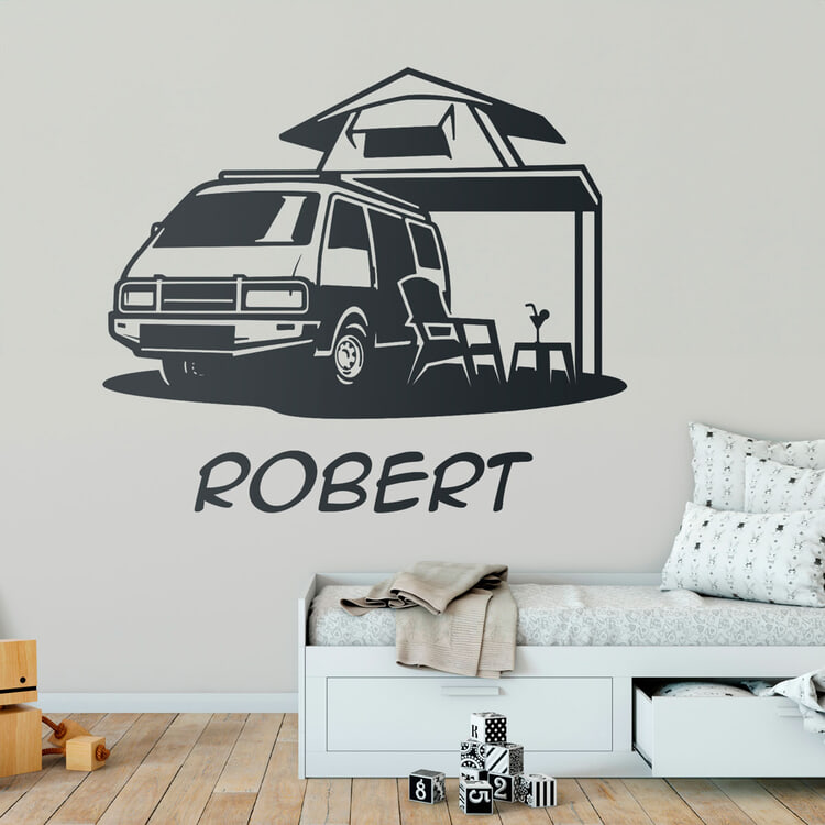 Stickers for Kids: Camper Van with Name