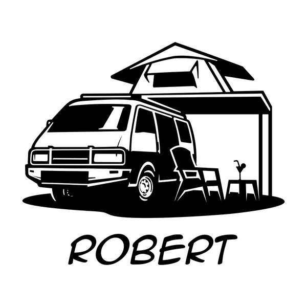 Stickers for Kids: Camper Van with Name
