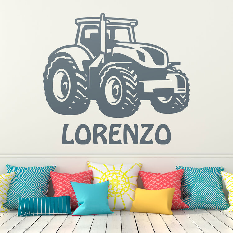 Personalized Name Tractor Wall Sticker 0