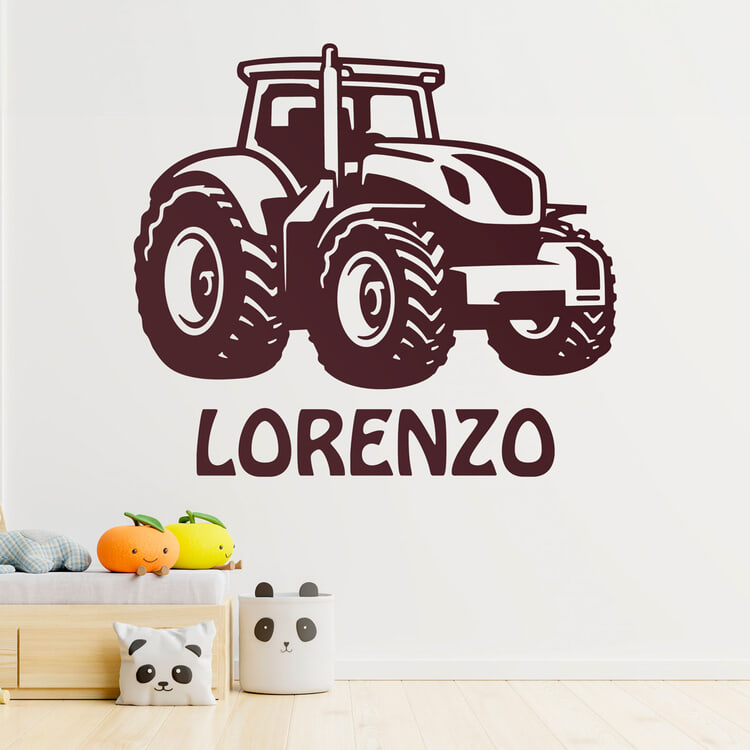 Personalized Name Tractor Wall Sticker 2