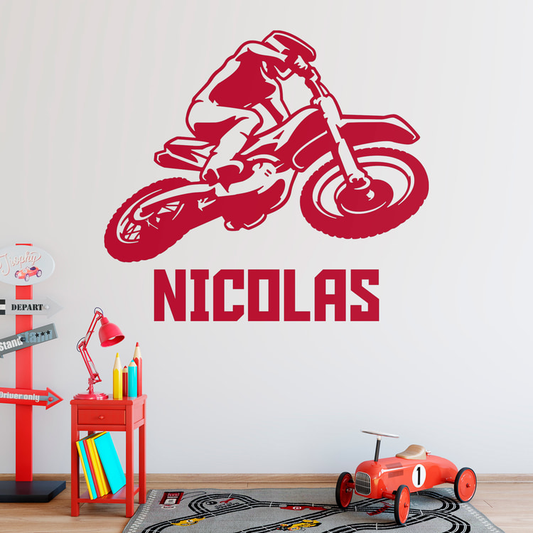 Stickers for Kids: Motocross with name