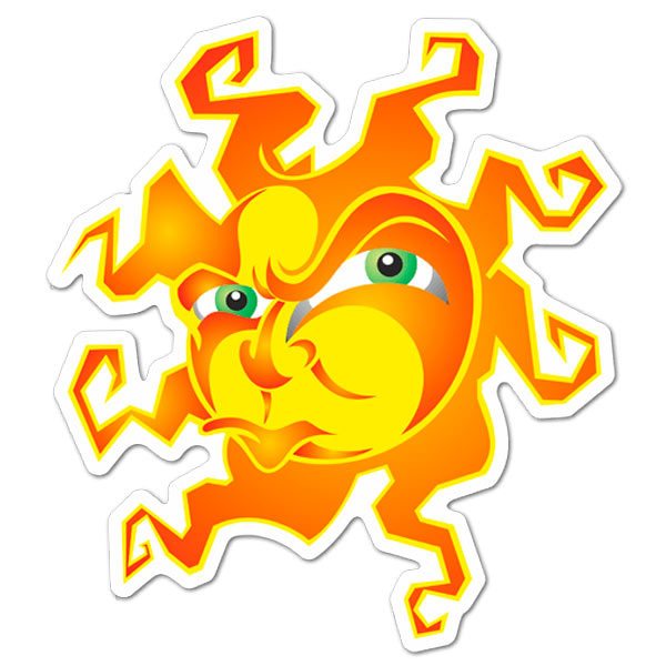 Car & Motorbike Stickers: Angry Cartoon Sun