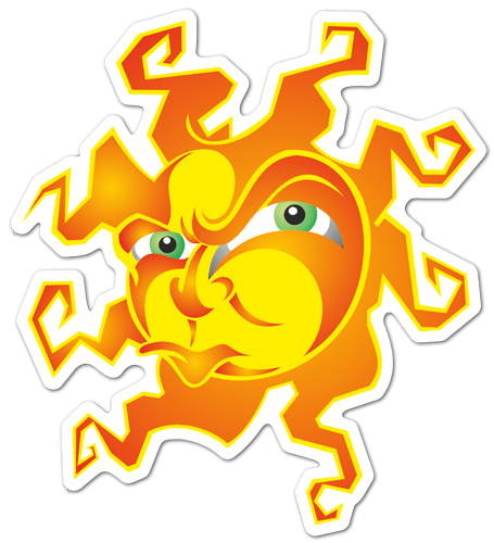Car & Motorbike Stickers: Angry Cartoon Sun