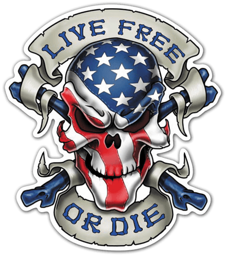 Car & Motorbike Stickers: Skull lives free or dies 0
