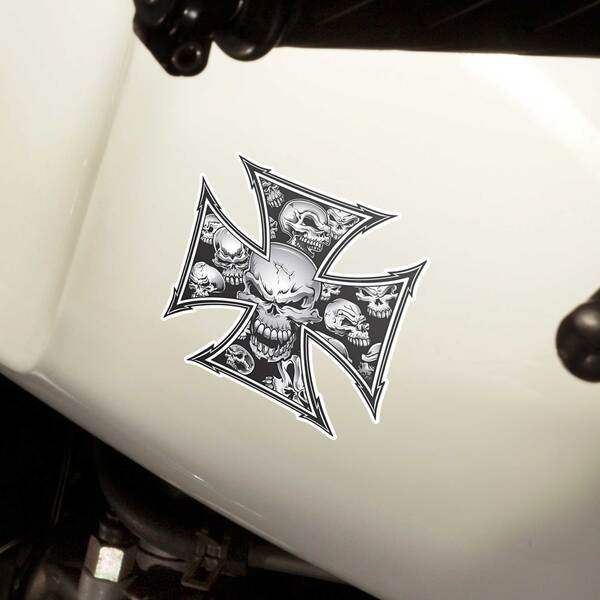 Car & Motorbike Stickers: Cross of Skulls with Gothic Details