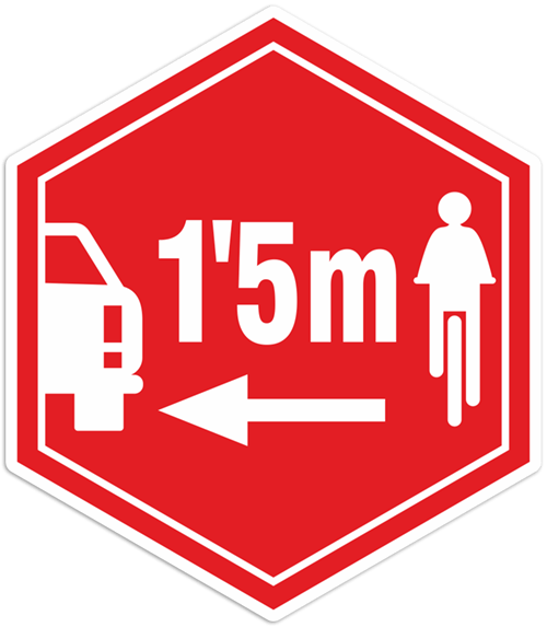 Car & Motorbike Stickers: Sign 1.5 m for Cyclists