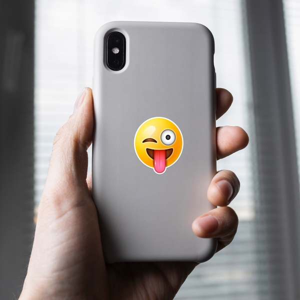 Car & Motorbike Stickers: Face winking stuck-out tonge emoji