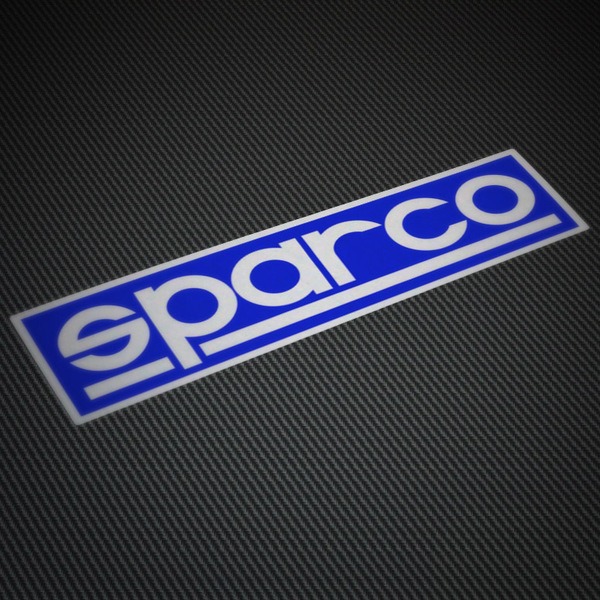 Car & Motorbike Stickers: Sparco in Modern Typography on Blue Background