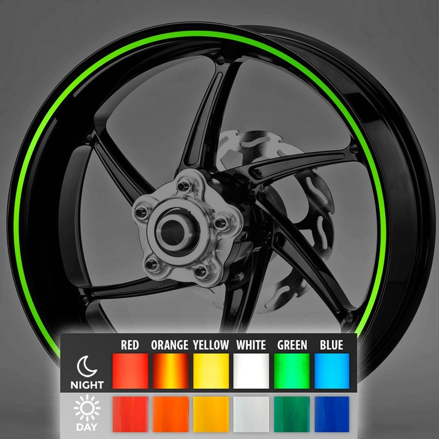 Reflective rim stripes kit 2 wheels 6 mm.