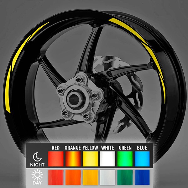Car & Motorbike Stickers: Reflective MotoGP Style 2 rim stripes kit 2 wheels 1