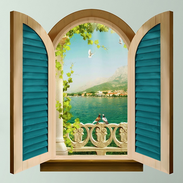 Wall Stickers: Window enamored pigeons