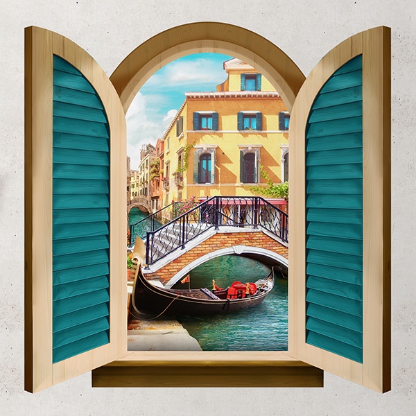 Wall Stickers: Window Bridge over canal of Venice