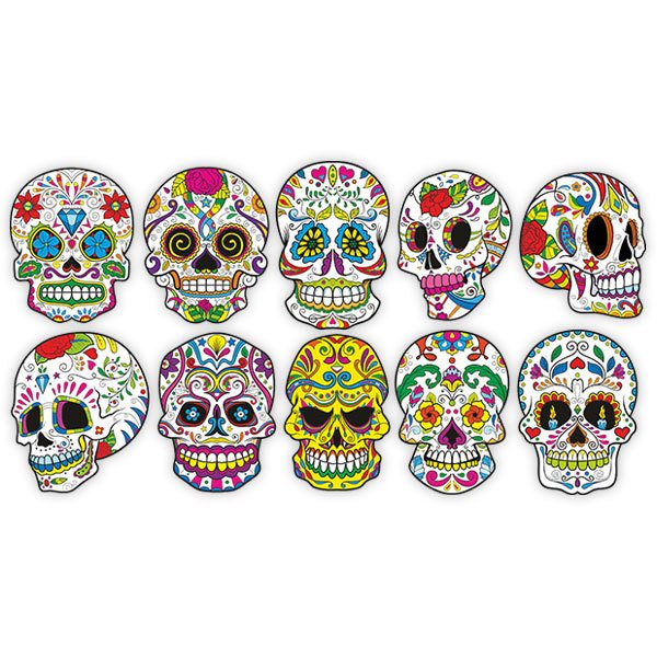 Wall Stickers: Kit of 8 Mexican Skulls