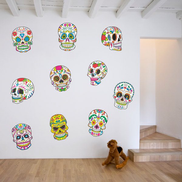 Wall Stickers: Kit of 8 Mexican Skulls