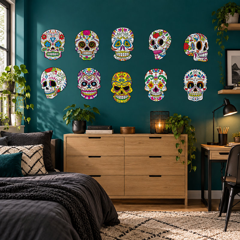 Wall Stickers: Kit of 8 Mexican Skulls