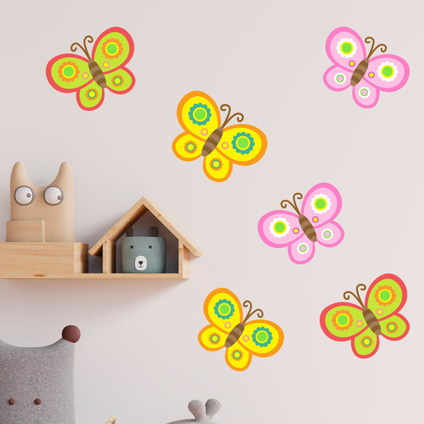 Stickers for Kids: Kit of 6 coloured butterflies 3
