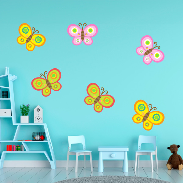 Stickers for Kids: Kit of 6 coloured butterflies 5