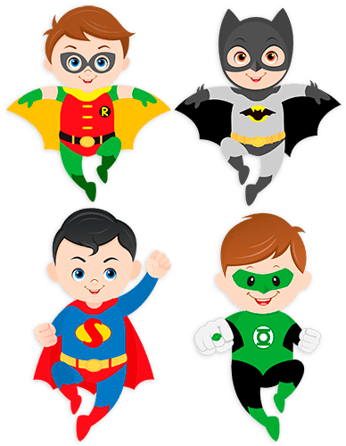 Stickers for Kids: Kit Superheroes flying 0