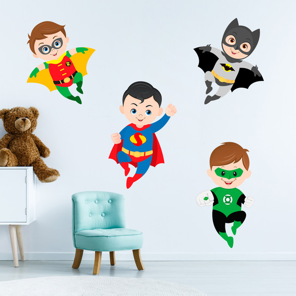 Stickers for Kids: Kit Superheroes flying