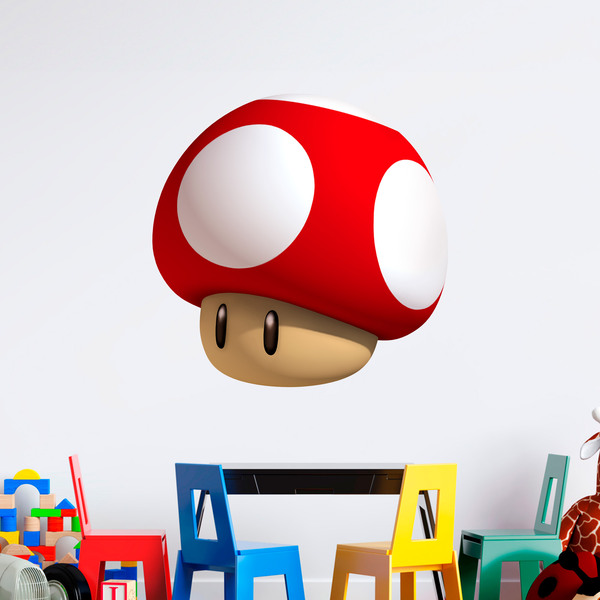 Sticker mural enfant Champignon super rouge de Mario Bros