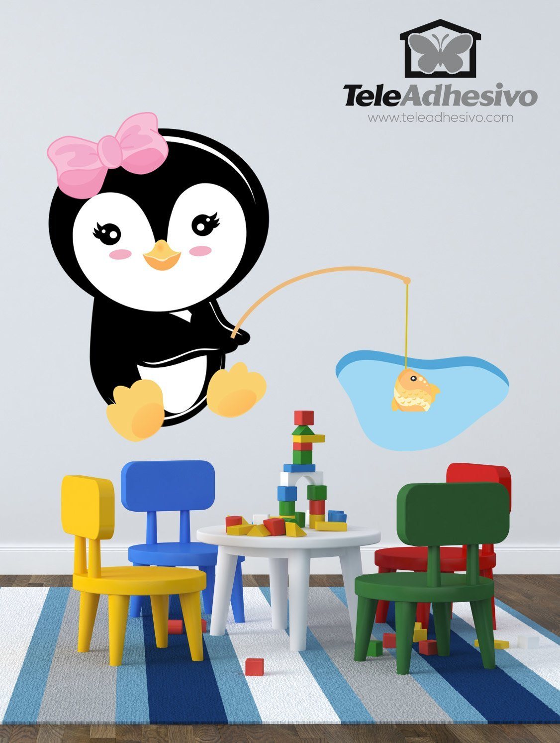 Stickers for Kids: Penguin fishing