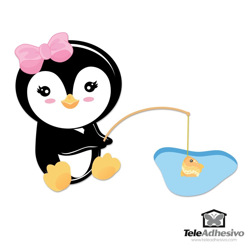 Stickers for Kids: Penguin fishing