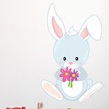 Stickers for Kids: Rabbit with flowers 3