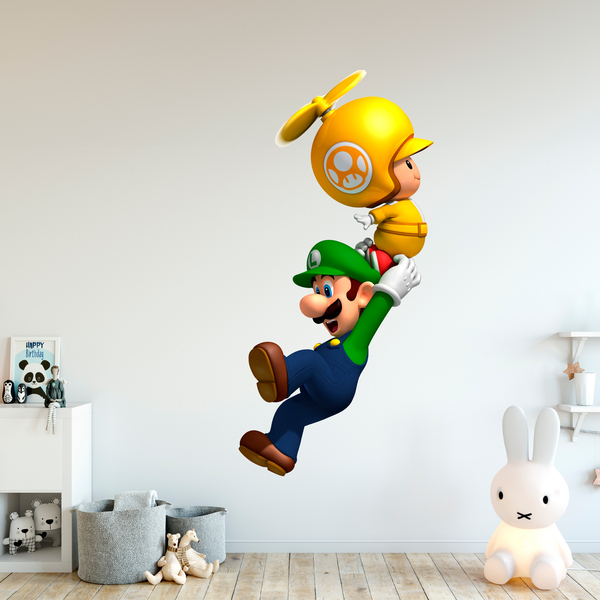 Stickers for Kids: Luigi with a Flying Mushroom