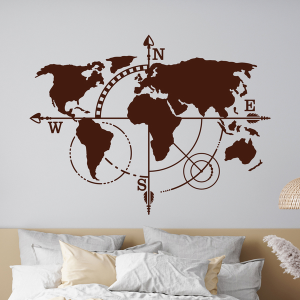 Wall Stickers: World Map Cardinal Points 0