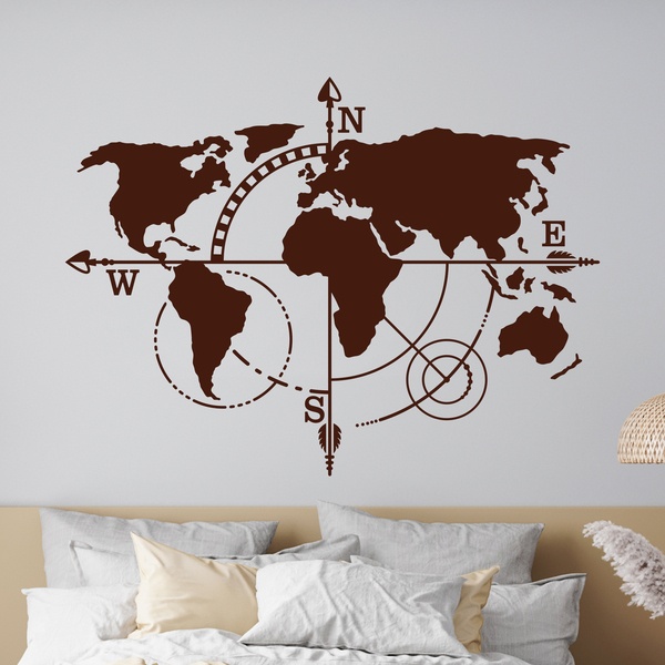 Wall Stickers: World Map Cardinal Points