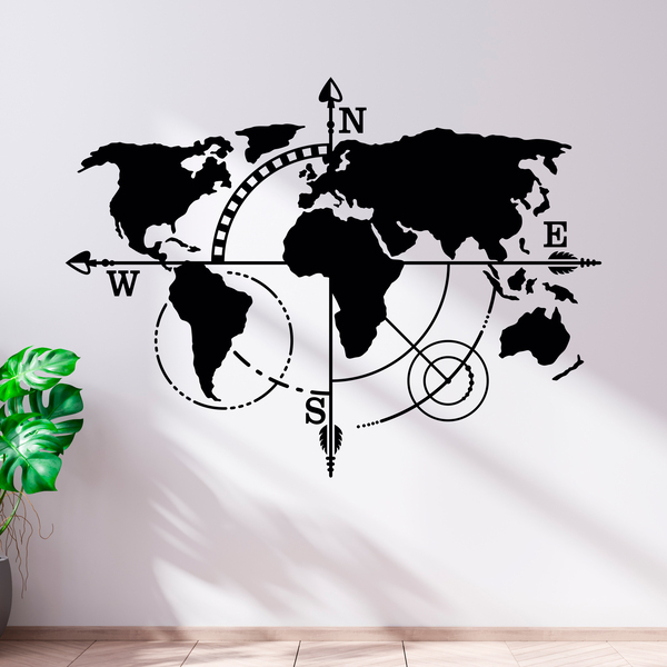 Wall Stickers: World Map Cardinal Points