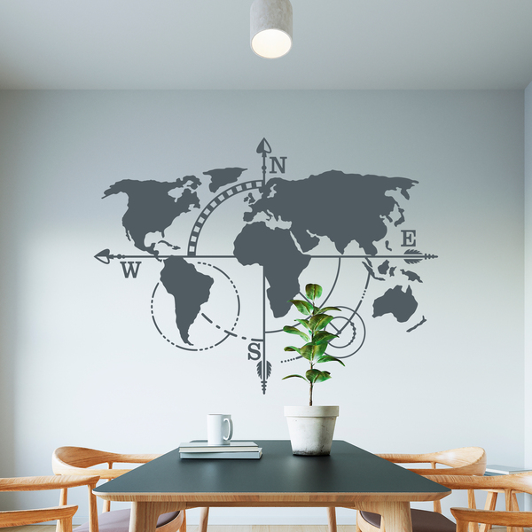 Wall Stickers: World Map Cardinal Points