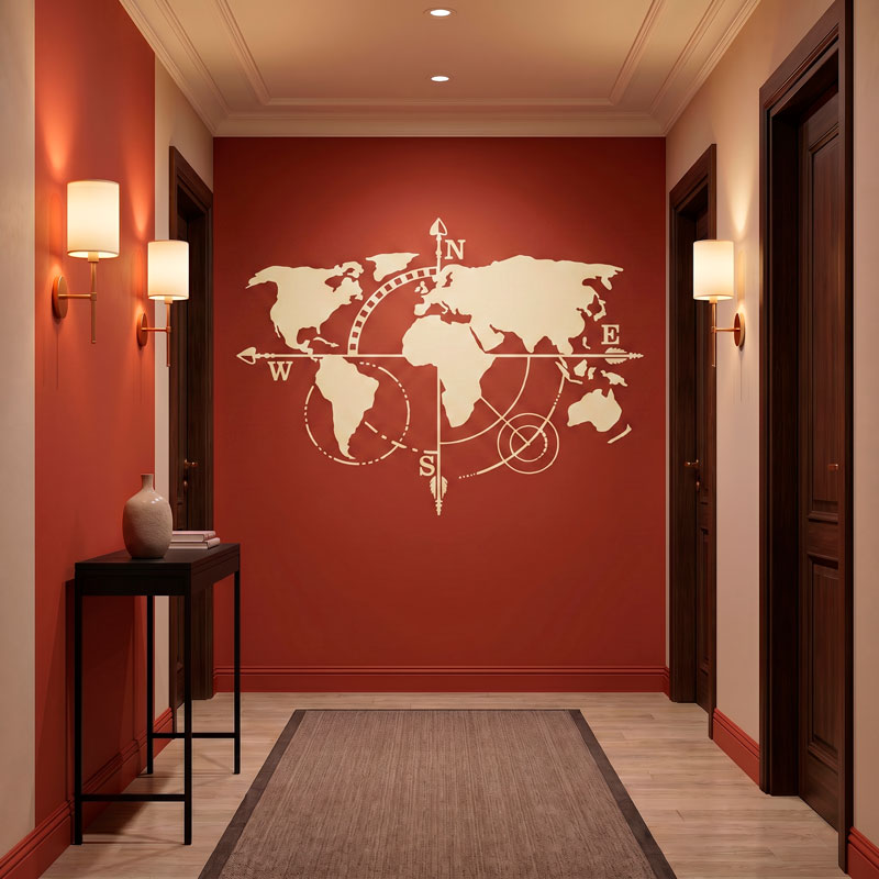 World Map Cardinal Points 6/8