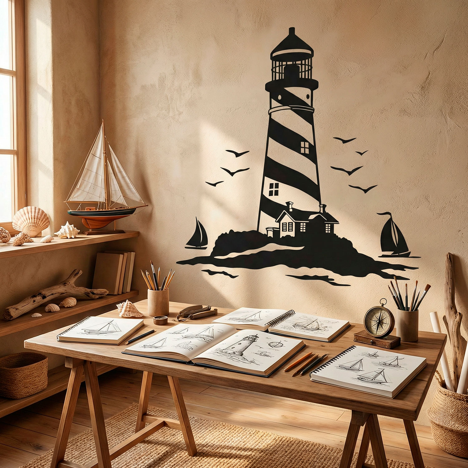 Wall Stickers: Lighthouse and Sailboats