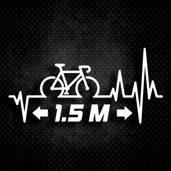 Car & Motorbike Stickers: Cardiogram Bicycle Distance 1.5m 0