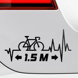 Car & Motorbike Stickers: Cardiogram Bicycle Distance 1.5m 2